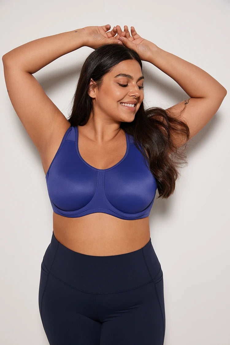 Keyla High Impact Double-layer Outer Underwire Sports Bra| C-G Cup| Blue - Red