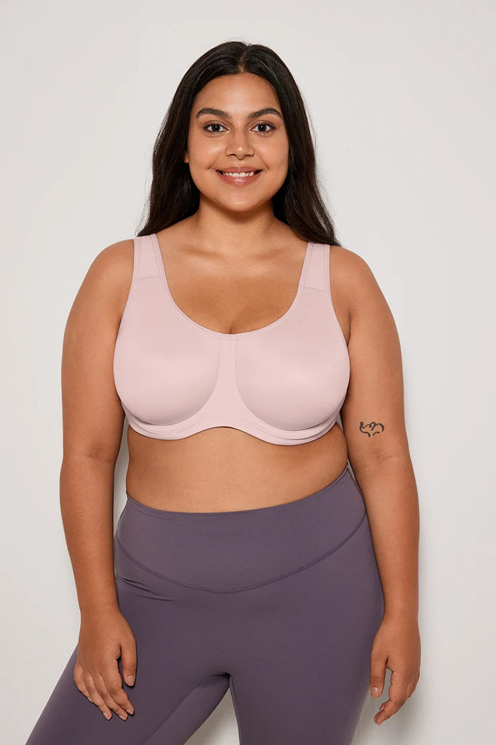 Keyla Underwire Sports Bra| C-G Cup| Pink - Lotus Grey