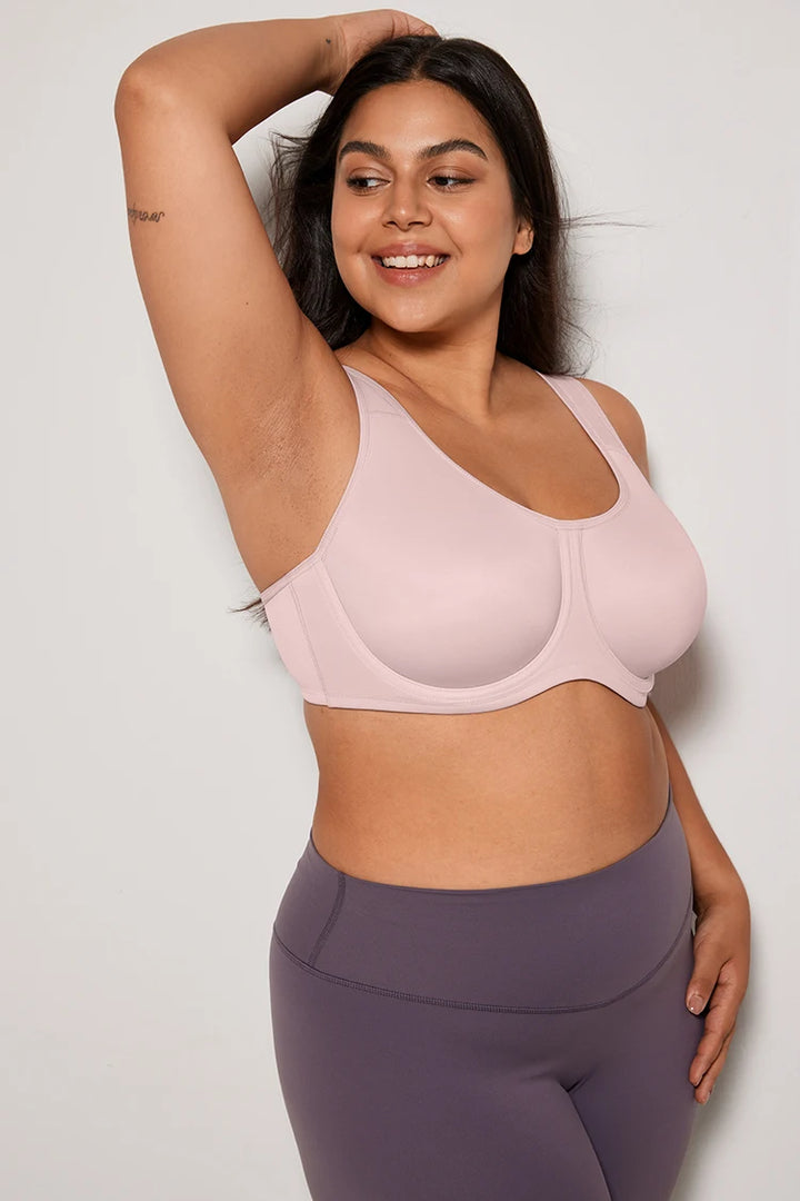 Keyla Underwire Sports Bra| C-G Cup| Pink - Lotus Grey