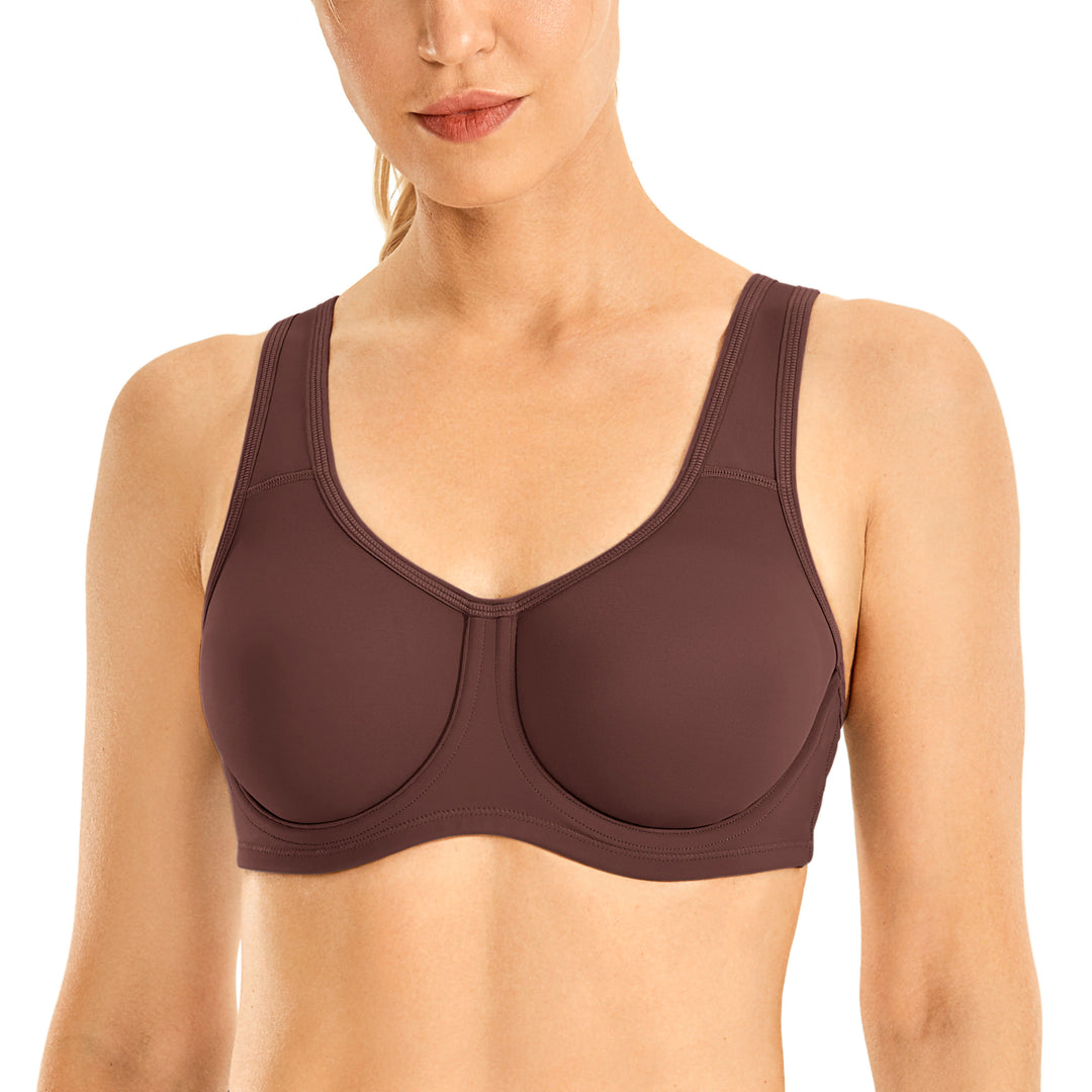 Keyla High Impact Double-layer Outer Underwire Sports Bra| C-G Cup| Dark Green - Taupe