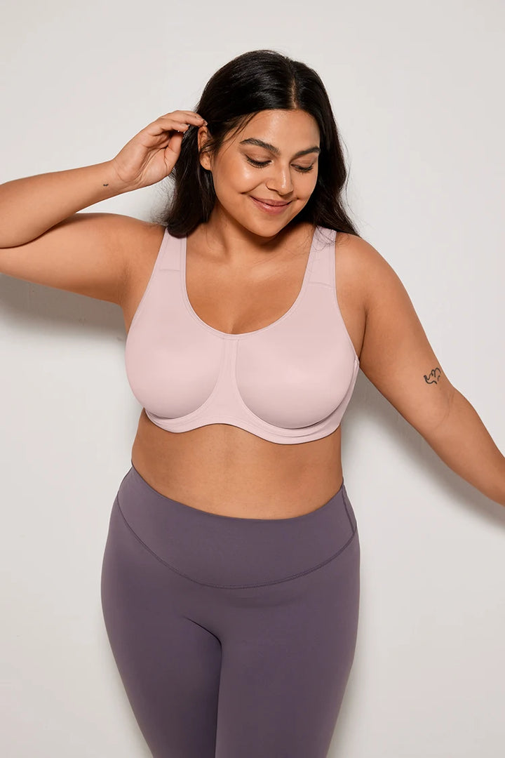 Keyla Underwire Sports Bra| C-G Cup| Pink - Lotus Grey