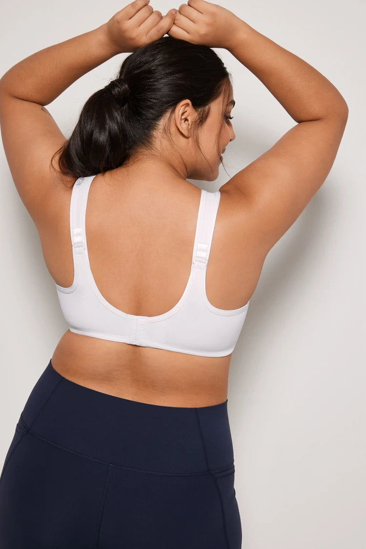 Keyla High Impact Underwire Sports Bra| C-G Cup| White - Beige