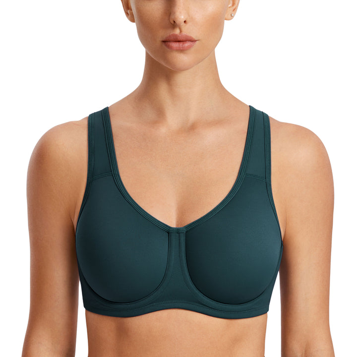 Keyla High Impact Double-layer Outer Underwire Sports Bra| C-G Cup| Dark Green - Taupe