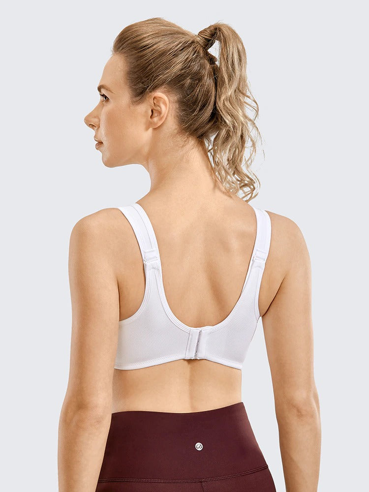 Keyla High Impact Double-layer Outer Underwire Sports Bra| C-G Cup| White - Beige