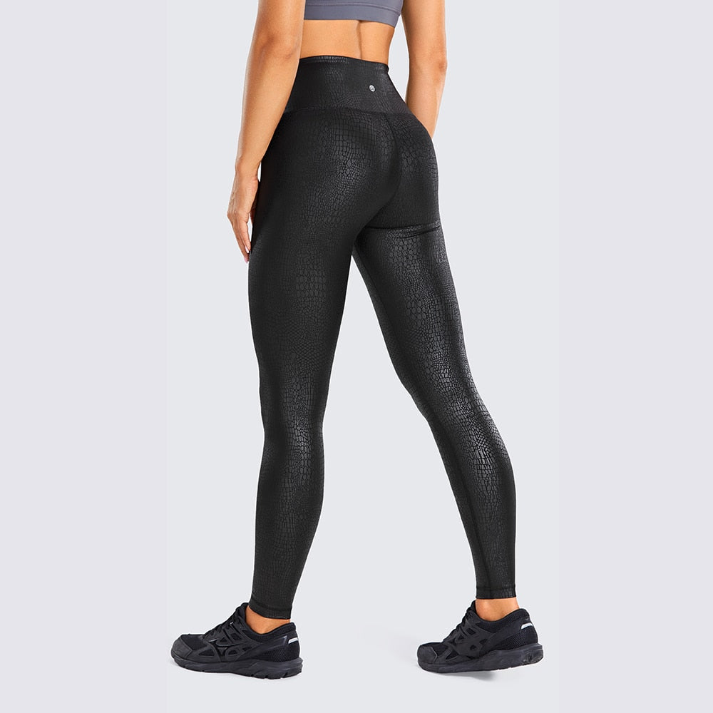 Ariel High Waist Faux Leather Matte Coated Leggings - Black/Green