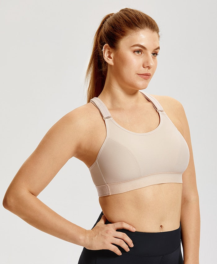 Energy Front Adjustable Wireless Sports Bra - Beige/Black