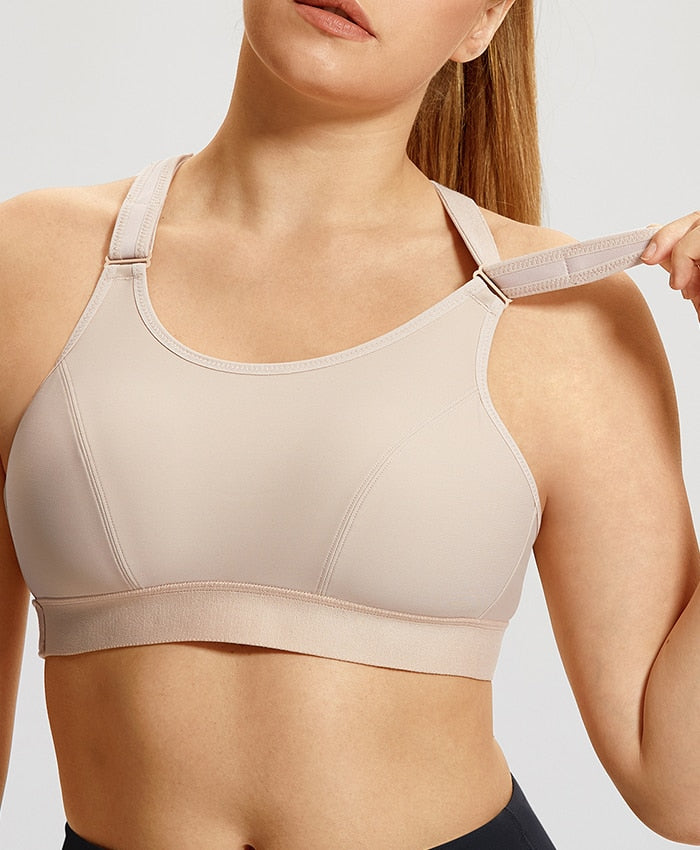 Energy Front Adjustable Wireless Sports Bra - Beige/Black