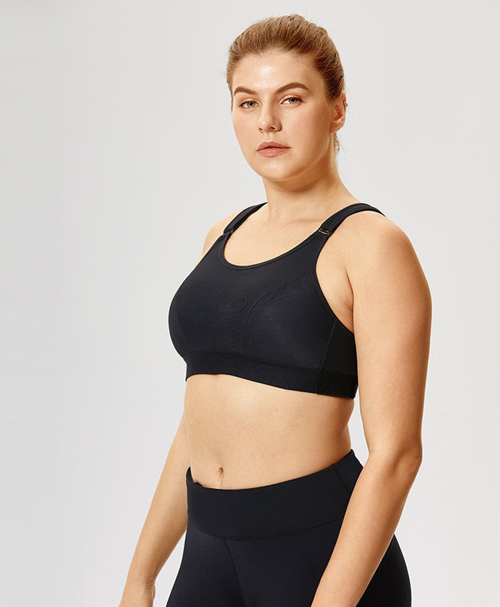 Energy Front Adjustable Wireless Sports Bra - Beige/Black