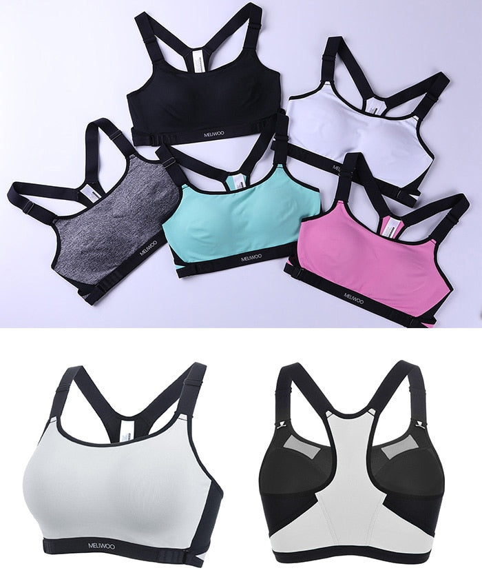 Melo Full Coverage Wireless Racerback Sports Bra - Green/Pink