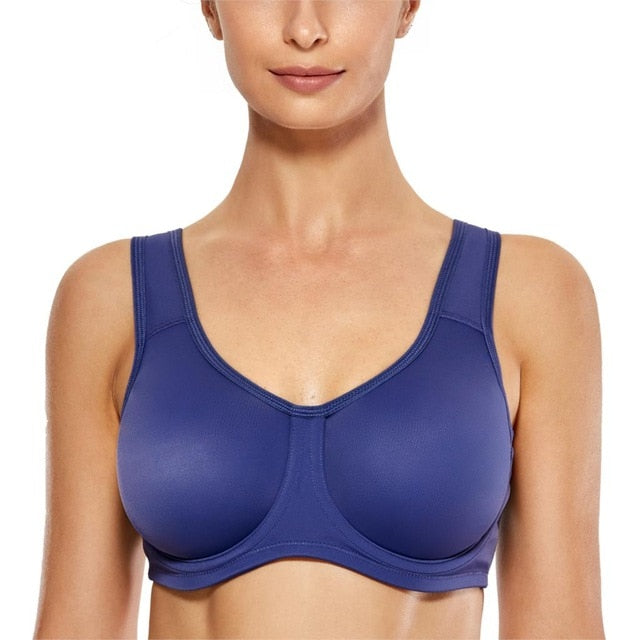 Keyla High Impact Double-layer Outer Underwire Sports Bra| C-G Cup| Blue - Red