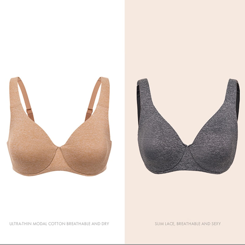 Catalina Seamless Underwire Unlined Minimizer Bra - Black Marl/Chanterelle