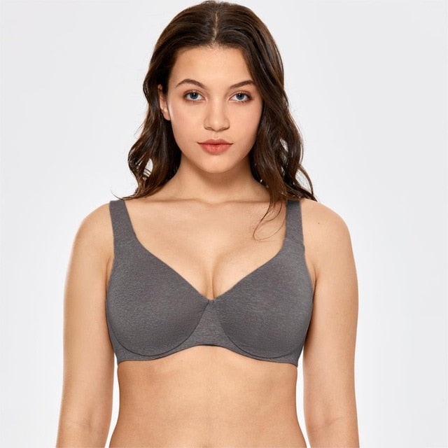 Catalina Seamless Underwire Unlined Minimizer Bra - Black Marl/Chanterelle