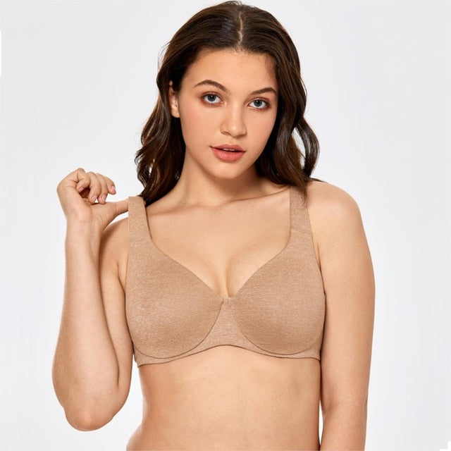 Catalina Seamless Underwire Unlined Minimizer Bra - Black Marl/Chanterelle