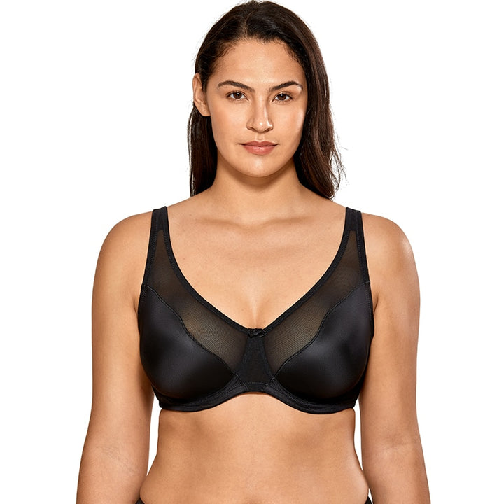 Karina Comfort V-neck Underwire Minimizer Bra| C - F Cup | Beige - Black - White