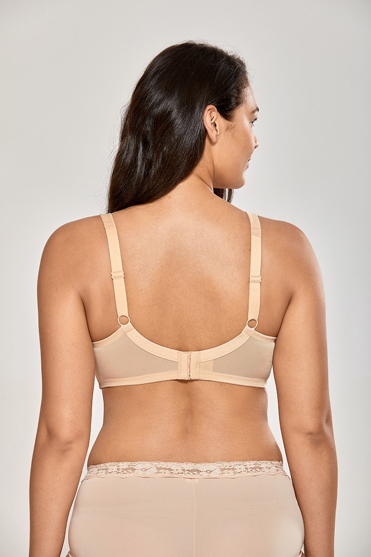 Karina Comfort V-neck Underwire Minimizer Bra| C - F Cup | Beige - Black - White