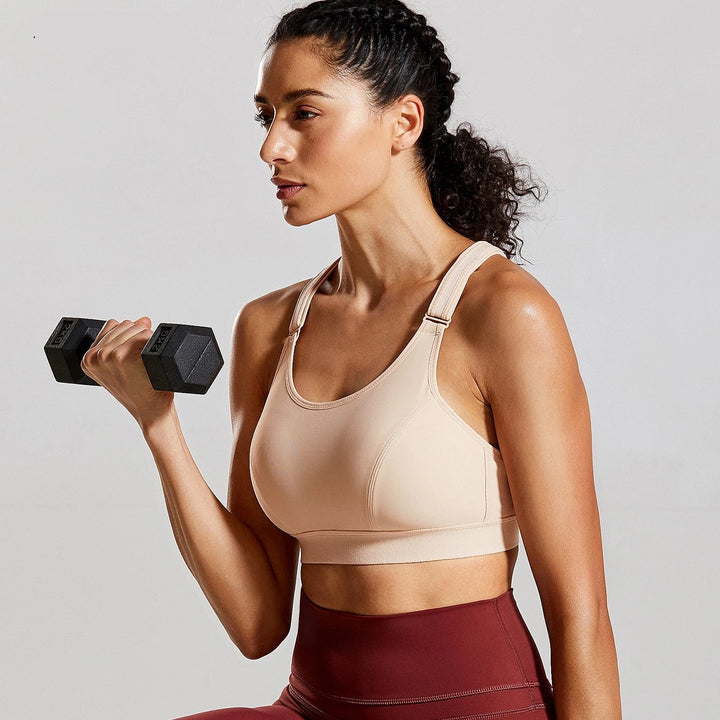 Energy Front Adjustable Wireless Sports Bra - Beige/Black