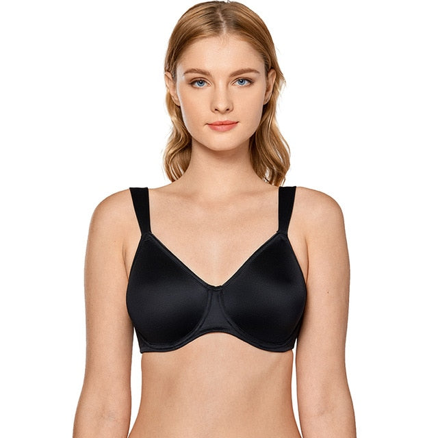 Tiana Smooth Unlined Underwire Minimizer Bra| C - F Cup | Beige - Black