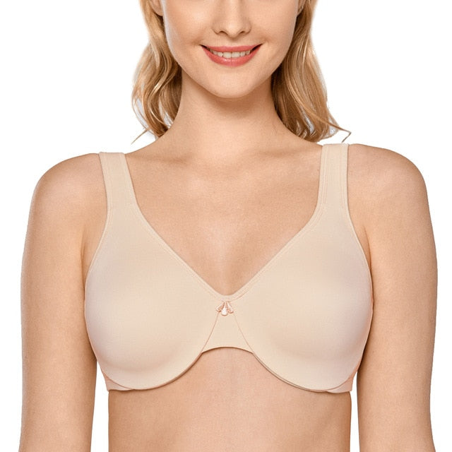 Aviana Smooth Underwire Seamless Minimizer Bra | C - F Cup | Beige - Black - Vermilion