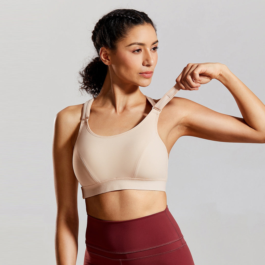 Energy Front Adjustable Wireless Sports Bra - Beige/Black