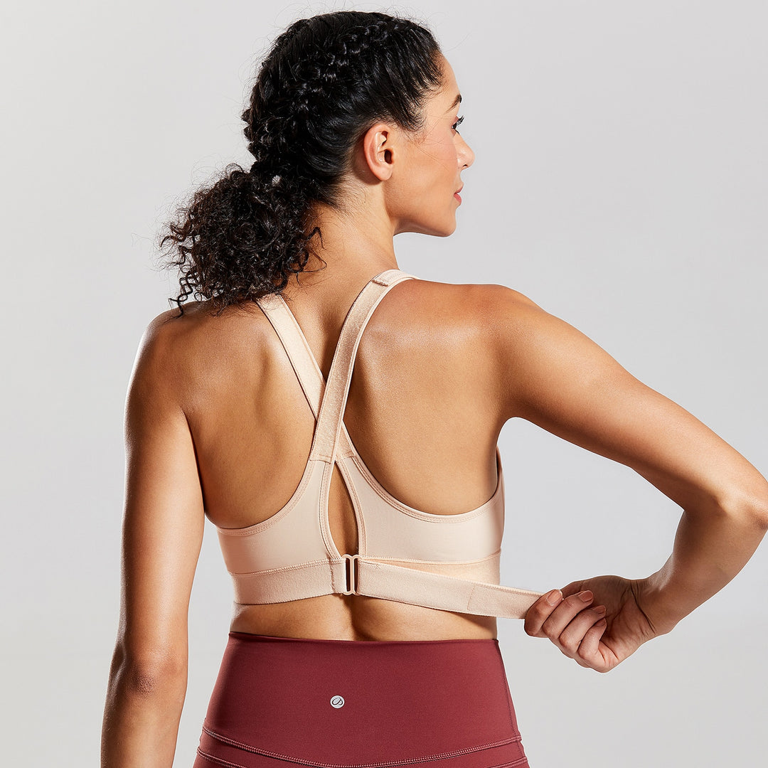 Energy Front Adjustable Wireless Sports Bra - Beige/Black