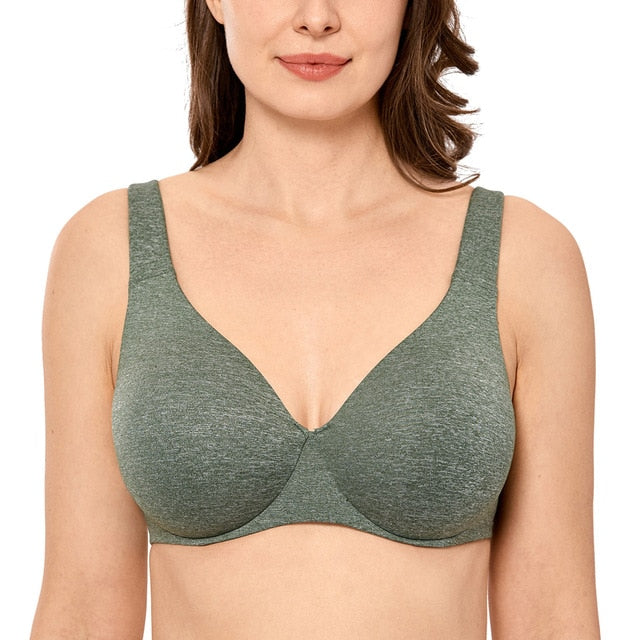 Catalina Seamless Underwire Unlined Minimizer Bra | Camouflage Heather - Sapphire Heather | B-G Cup