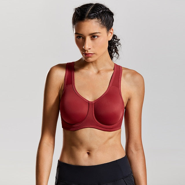 Keyla High Impact Double-layer Outer Underwire Sports Bra| C-G Cup| Blue - Red