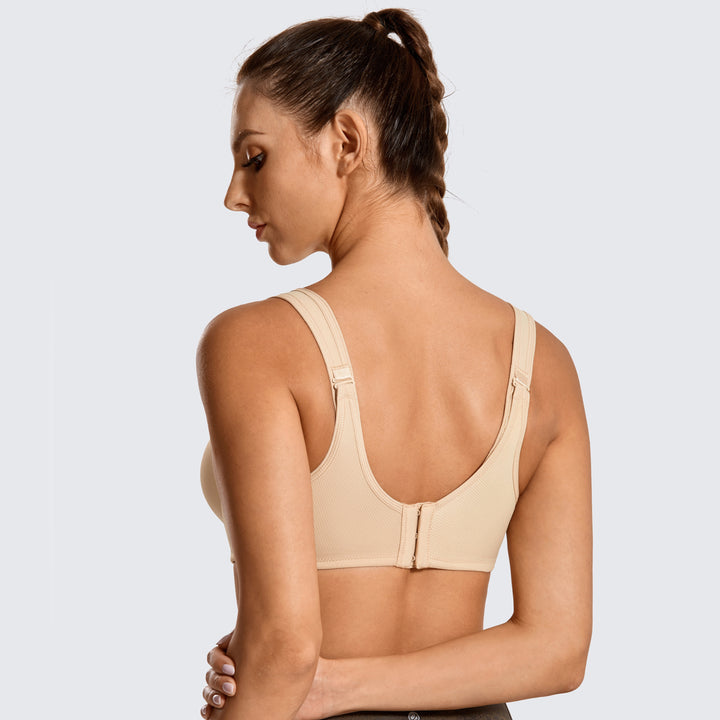 Keyla High Impact Double-layer Outer Underwire Sports Bra| C-G Cup| Black - Beige