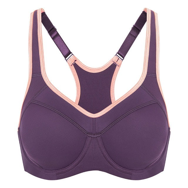 Yara High Impact Racerback Underwire Sports Bra | C-G Cup| Grey Ash - Dark Purple