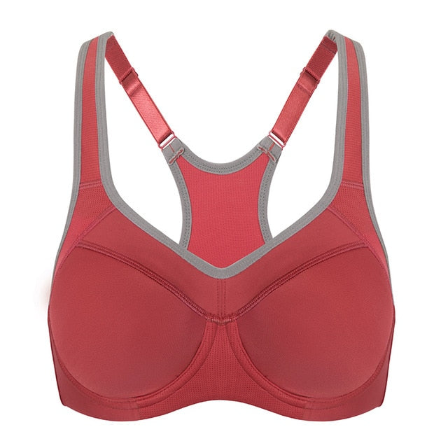 Yara High Impact Racerback Underwire Sports Bra |C-G Cup| Red - Dark Red