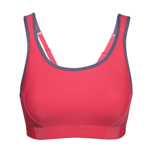 Aniya High Impact Full Coverage Wireless Racerback Sports Bra|B - F Cup| Black - Magenta