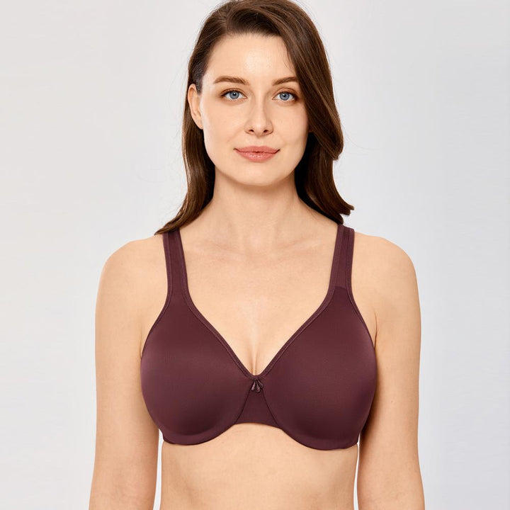 Aviana Smooth Underwire Seamless Minimizer Bra | C - F Cup | Beige - Black - Vermilion