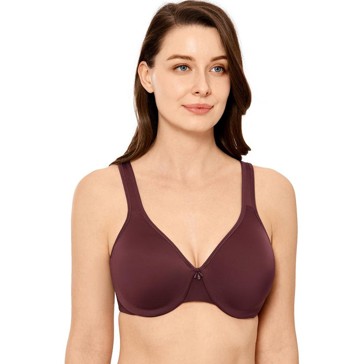 Aviana Smooth Underwire Seamless Minimizer Bra | C - F Cup | Beige - Black - Vermilion