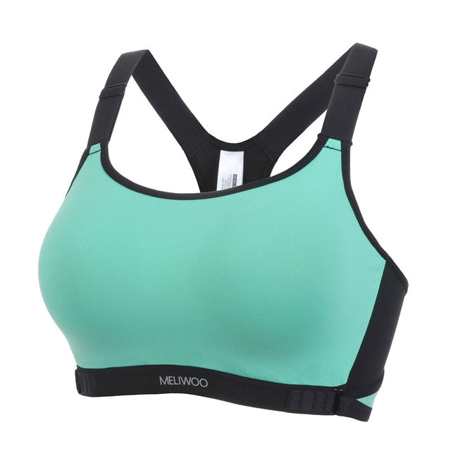 Melo Full Coverage Wireless Racerback Sports Bra - Green/Pink