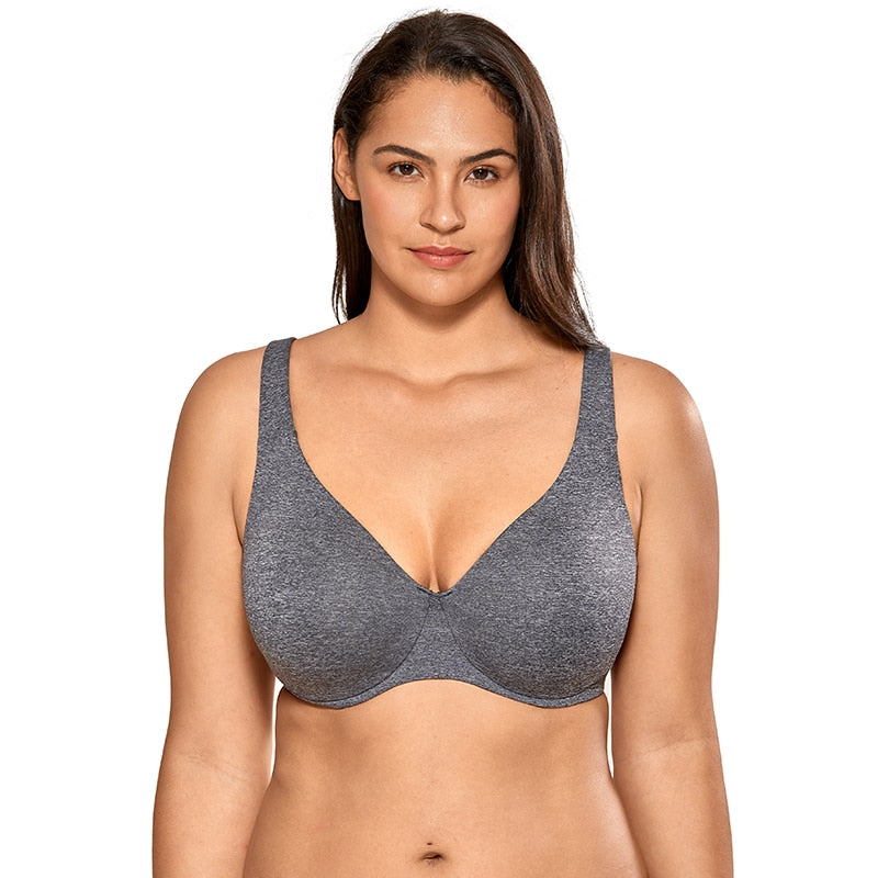 Catalina Seamless Underwire Unlined Minimizer Bra - Black Marl/Chanterelle