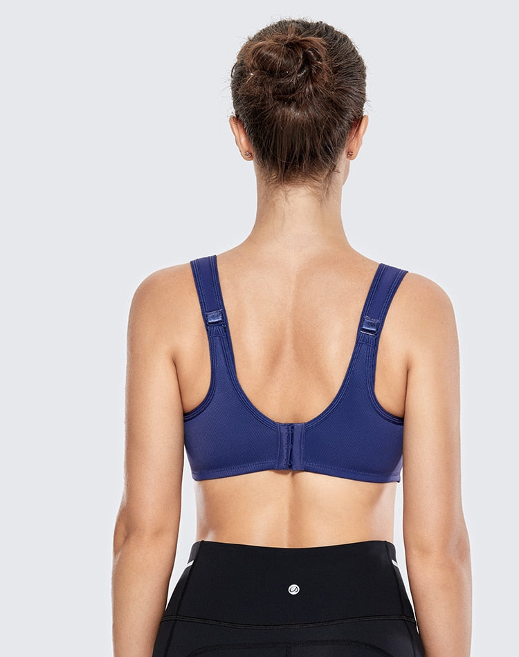 Keyla High Impact Double-layer Outer Underwire Sports Bra| C-G Cup| Blue - Red