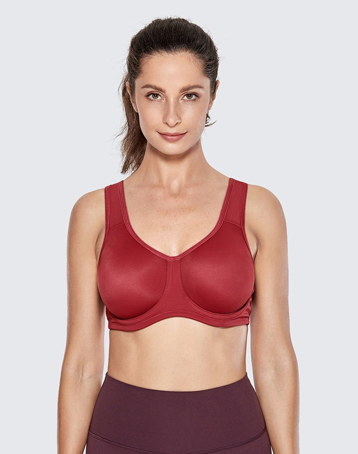 Keyla High Impact Double-layer Outer Underwire Sports Bra| C-G Cup| Blue - Red