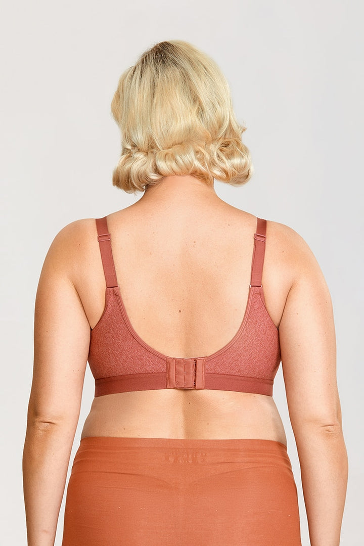 Ayla Unlined Wireless Cotton Sleep Bra |C-G Cup| Red - Indigo