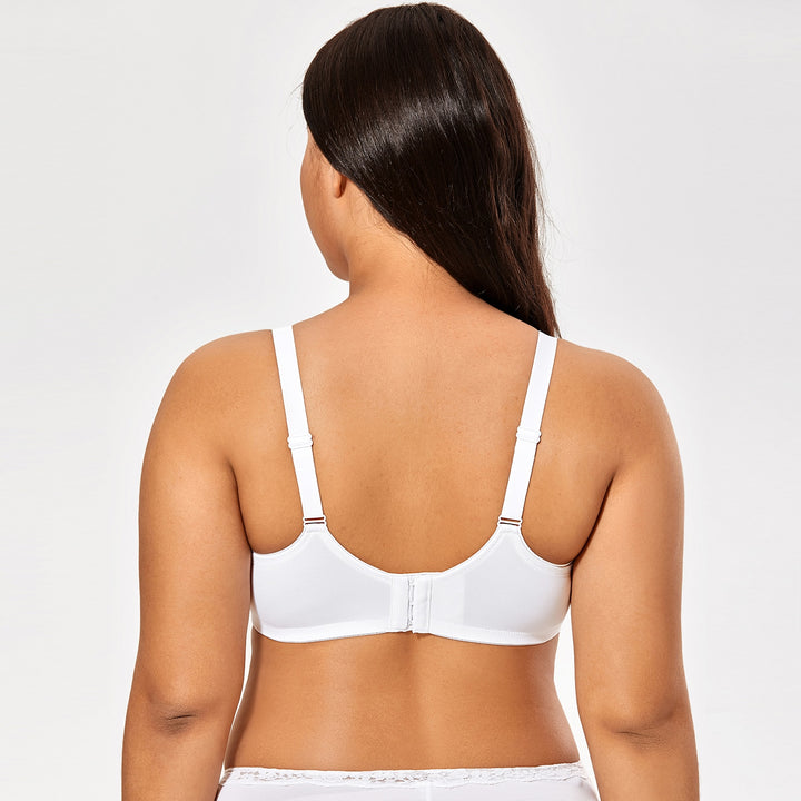 Alexia Jacquard Supportive Underwire Minimizer Bra| C - F Cup | White - Black Violet