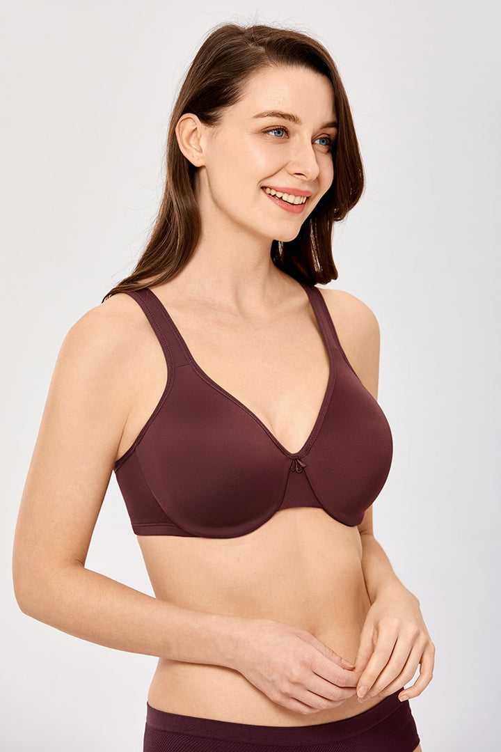 Aviana Smooth Underwire Seamless Minimizer Bra | C - F Cup | Beige - Black - Vermilion