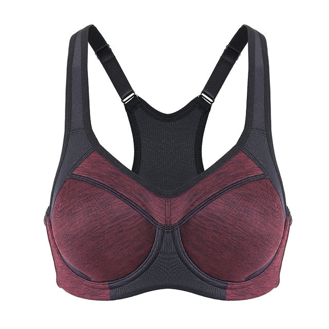 Yara High Impact Racerback Underwire Sports Bra |C-G Cup| Red - Dark Red