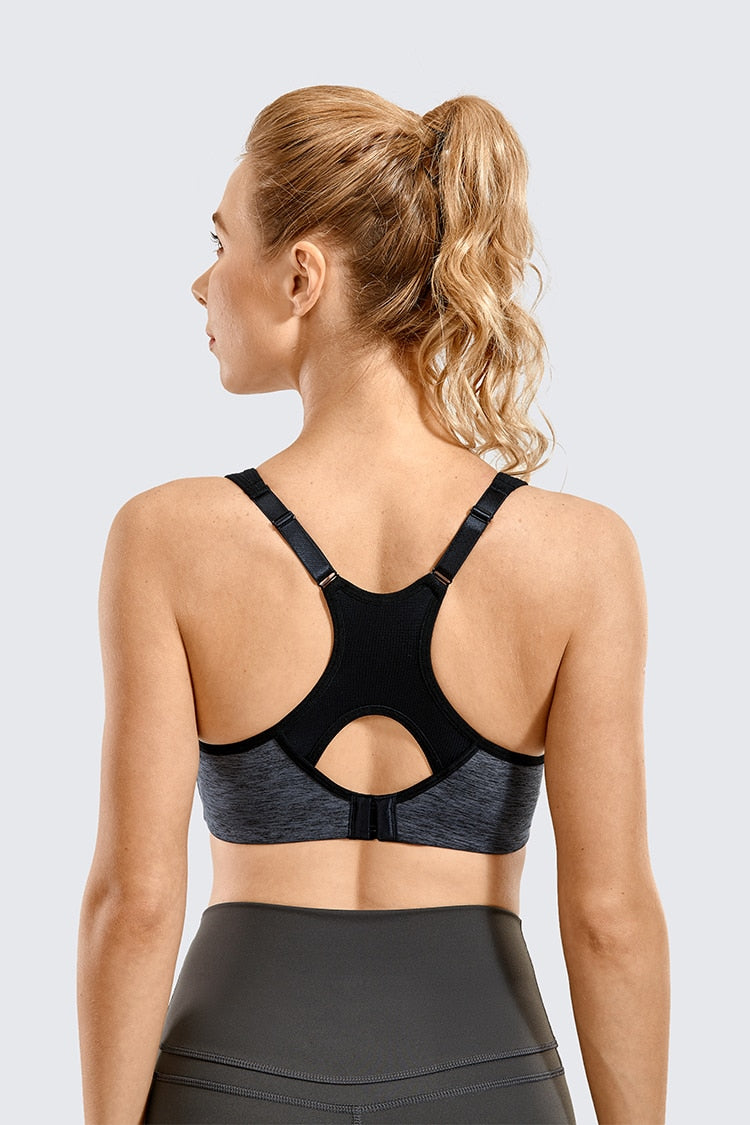 Yara High Impact Racerback Underwire Sports Bra | C-G Cup| Grey Ash - Dark Purple