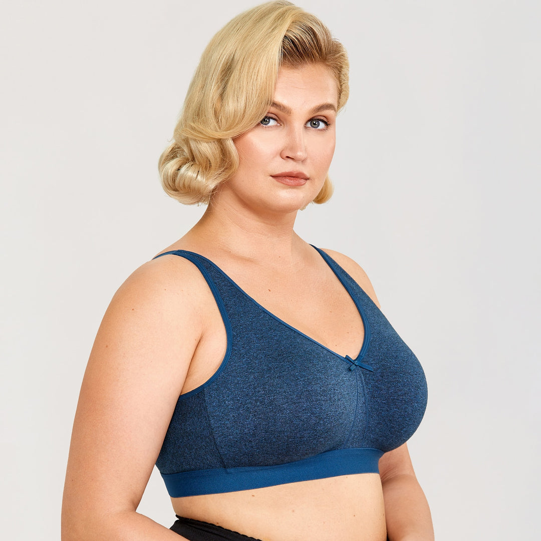 Ayla Unlined Wireless Cotton Sleep Bra |C-G Cup| Red - Indigo