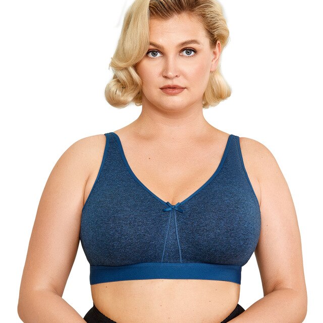 Ayla Unlined Wireless Cotton Sleep Bra |C-G Cup| Red - Indigo