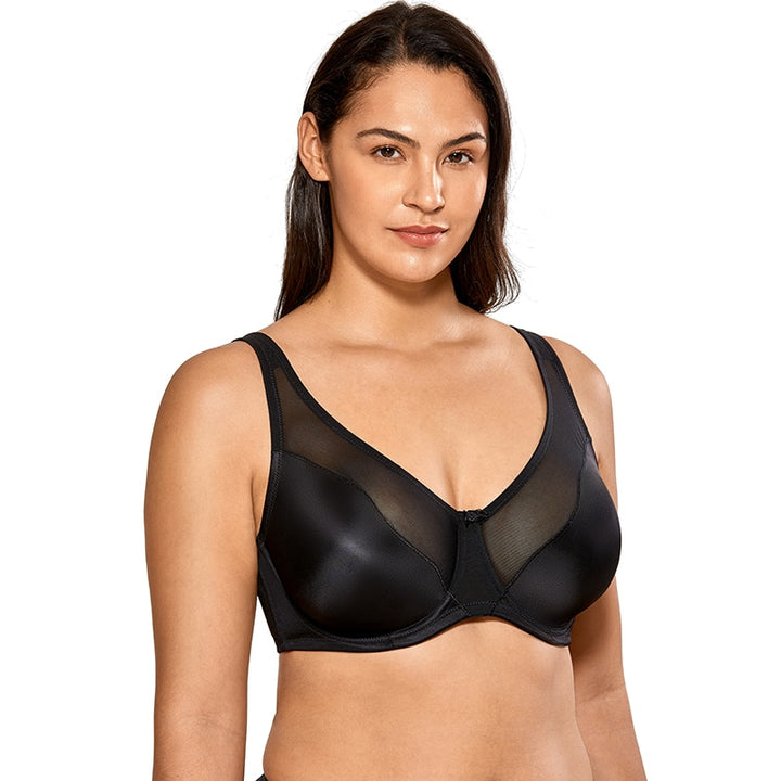 Karina Comfort V-neck Underwire Minimizer Bra| C - F Cup | Beige - Black - White