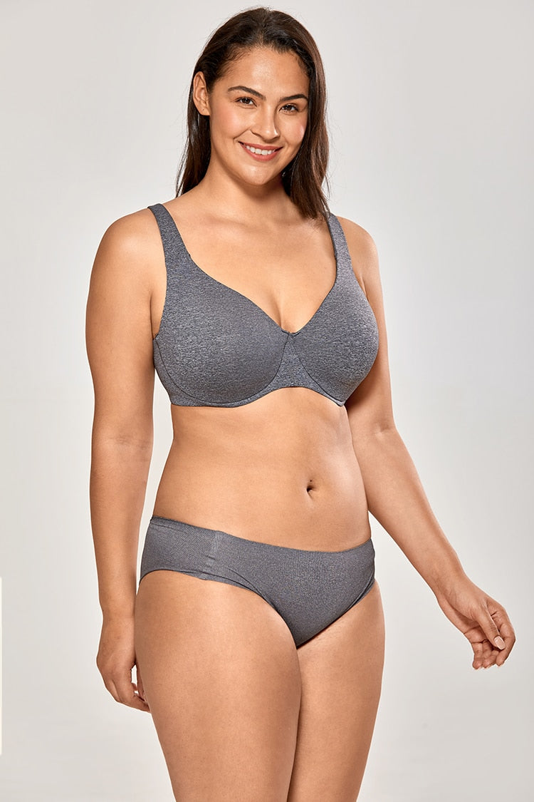 Catalina Seamless Underwire Unlined Minimizer Bra - Black Marl/Chanterelle