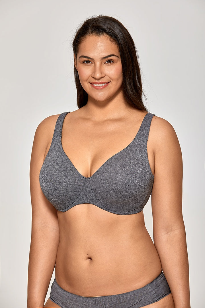 Catalina Seamless Underwire Unlined Minimizer Bra - Black Marl/Chanterelle