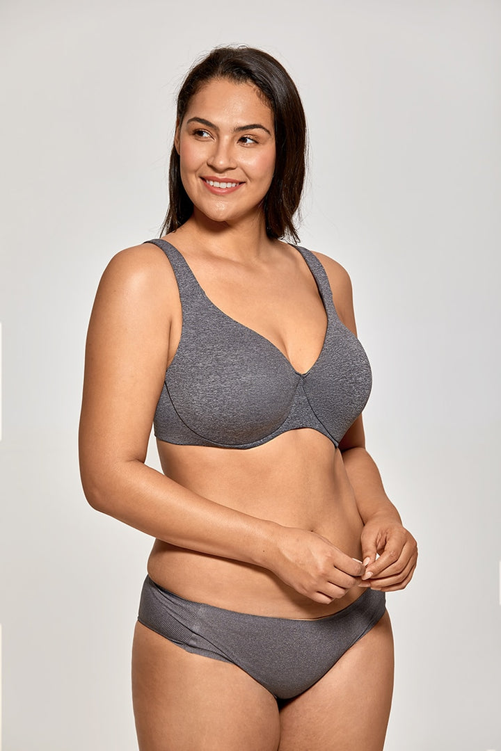 Catalina Seamless Underwire Unlined Minimizer Bra - Black Marl/Chanterelle