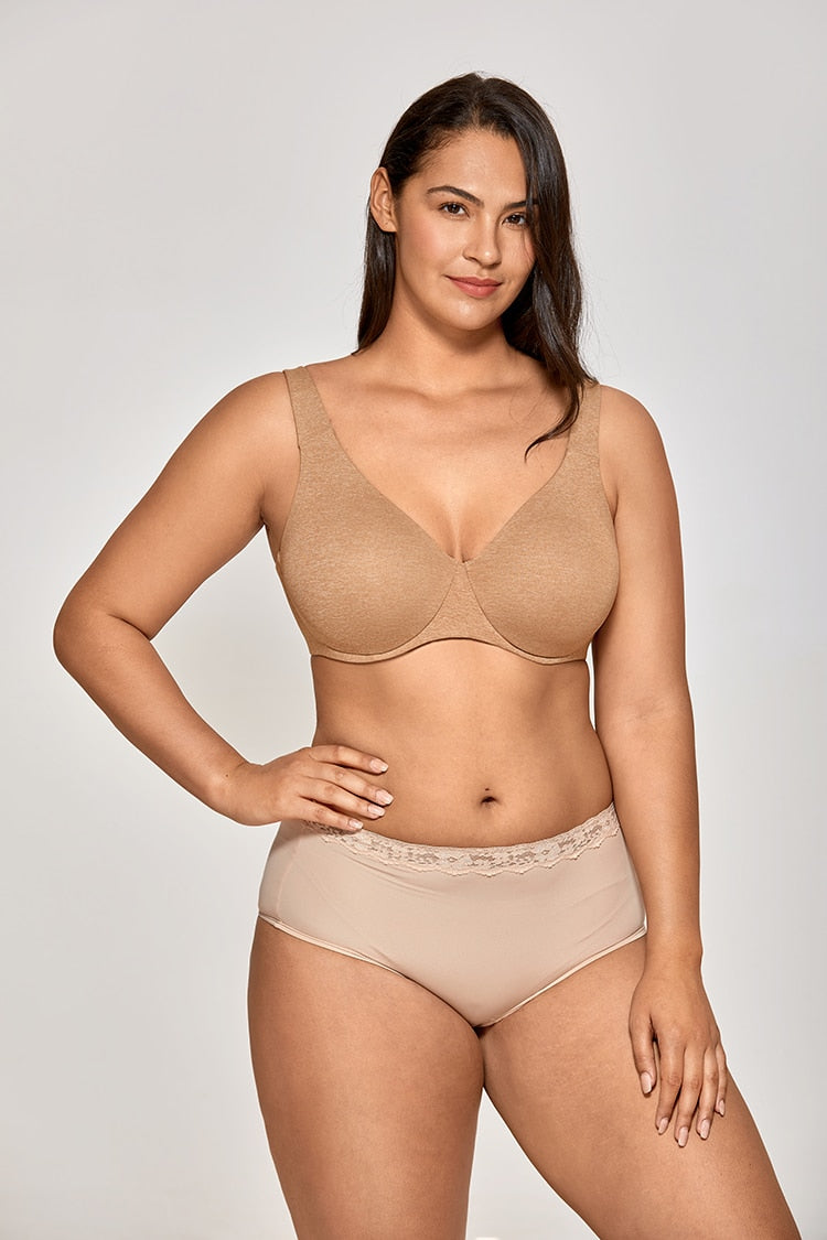 Catalina Seamless Underwire Unlined Minimizer Bra - Black Marl/Chanterelle