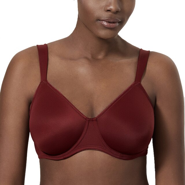 Tiana Smooth Unlined Underwire Minimizer Bra| C - F Cup | Charcoal Heater - Burgundy