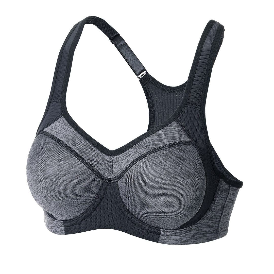 Yara High Impact Racerback Underwire Sports Bra | C-G Cup| Grey Ash - Dark Purple